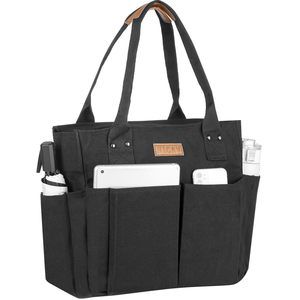 Large Tote Bag With Pockets, Canvas Work Tote With Zier, :D
